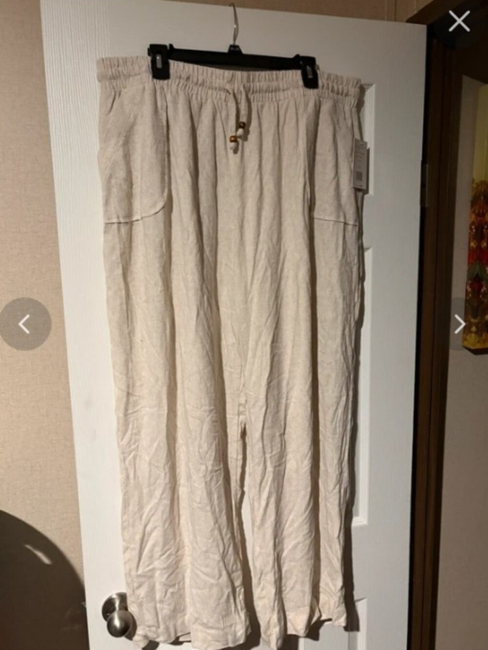 NWT Marissa Olivia Sz 3X Oatmeal Linen-Blend Wide Leg Cropped Pants